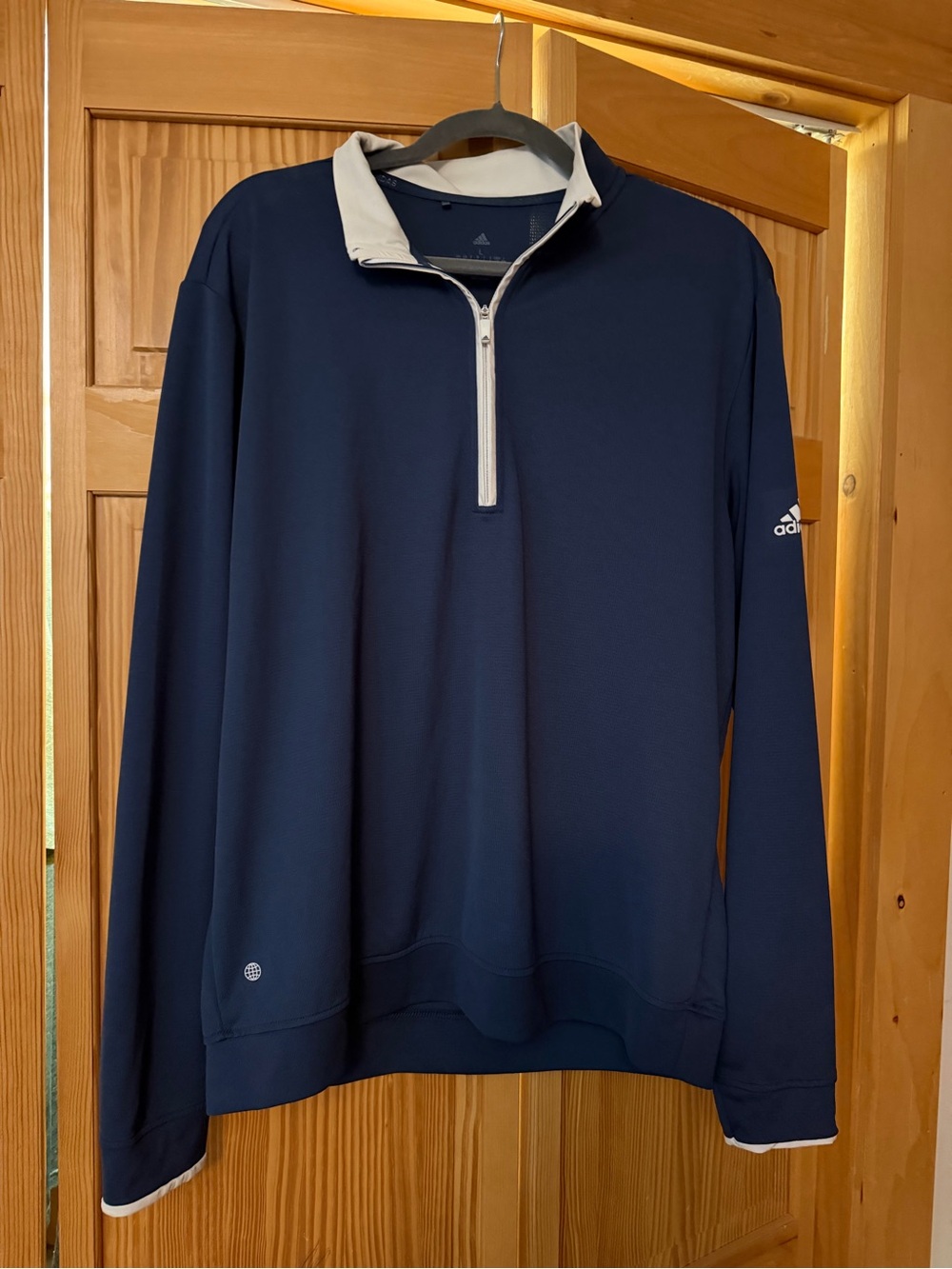 Adidas Navy quarter-Zip Pullover with White Trim